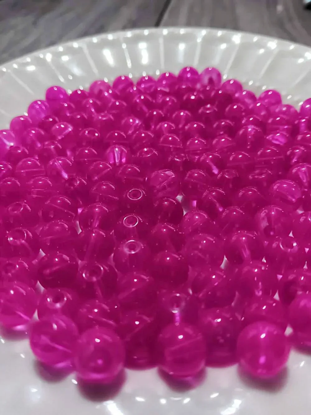 Bulk Lot of 8mm Magenta Jade Style Glass Beads